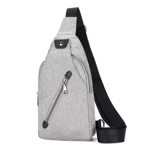 Custom Logo Men’s Chest Bag Men’s Shoulder Bag with Zipper Closure and Bottle Holder Boys Waist Fanny Pack