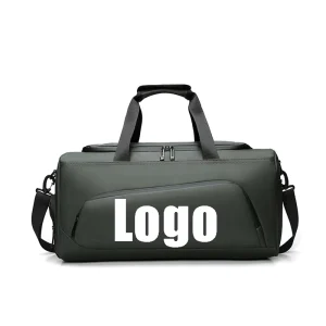 Custom Logo Men’s Gym Bags Waterproof Sport Duffle Bag with Shoes for Outdoor Travel Casual PU Polyester Lined Fitness Luggage