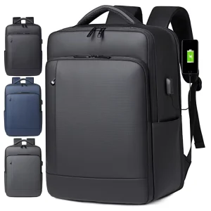 Custom Logo Men’s Large Capacity Shock Resistant Business Travel USB Charging Laptop Backpack School Computer