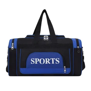 Custom Logo Men’s Large Tote Bag Nylon Color Block Shoulder Crossbody Travel Duffel with Zipper Closure for Outdoor Use