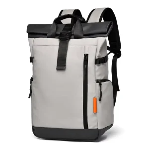 Custom Logo Men’s Roll Top Backpack Waterproof 15.6 Inch Laptop Bag Large Capacity Travel Day Pack for Work School Travel
