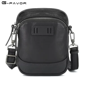 Custom Logo Men’s Shoulder Bag Vegetable Tanned Leather Small Phone Sling Bags Sacoche Homme Cowhide Crossbody Bags