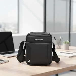 Custom Logo Men’s Trendy Lightweight Portable Nylon Sling Bag Simple Crossbody Waterproof Zipper Closure Business