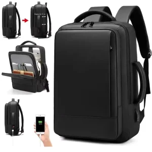 Custom Logo Men’s USB Notebook Backpack Waterproof Oxford Leisure Sports Travel Bag Zipper for Business School