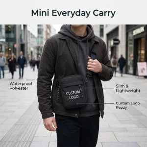 Custom Logo Mini Vintage Crossbody Sling Bag Waterproof Polyester Phone Chest Bag For Men OEM Bulk
