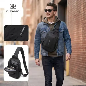 Custom Logo Multifunctional Sling Bag With USB Charging Port Fashion Crossbody Bag For Outdoor Travel Daily Use Men’s Chest Bag