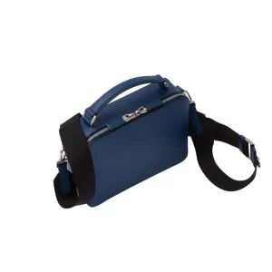 Custom Logo Navy Blue Saffiano Leather Men’s Zipper Crossbody Purse Shoulder Messenger Bag