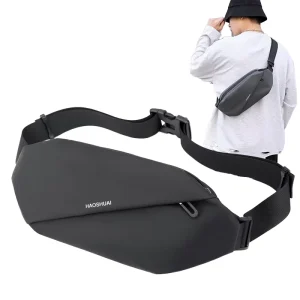 Custom Logo New Men’s Large Capacity Nylon Waist Pack Multi Functional Waterproof Outdoor Running Crossbody Mobile Phone Zipper