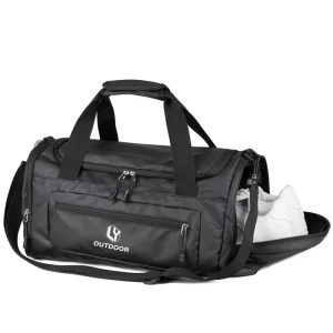 Custom Logo Nylon Duffel Bag Waterproof Men’s Women’s Travel Gym Bag Shoe Compartment Zipper Closure Fashion Style