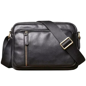 Custom Logo OEM Business Gift Genuine Leather Cowhide Crossbody Bag Men’s Messenger Shoulder Purse Sling Pack