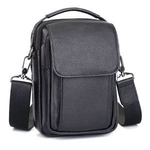 Custom Logo OEM Leather Small Messenger Bag for Men Crossbody Handbag Shoulder Sling Travel Bag Buckle
