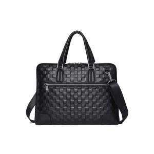 Custom Logo Office Business Briefcase Genuine Leather RFID Large Capacity Portable Zipper Men’s Laptop Handbags