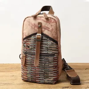 Custom Logo Office Travel Outdoor Men’s Crossbody Bag Vintage Wash Canvas Casual Man Bag Sling Custom