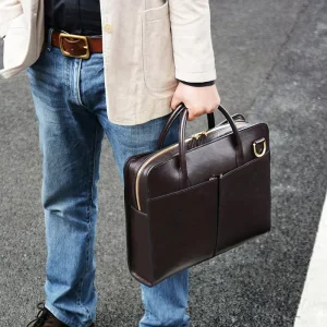 Custom Logo PU Leather Briefcase Computer Business Laptop Messenger Bags