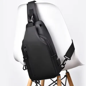 Custom Logo PU Leather Sports Travel Casual Outdoor Travel Messenger Men Sling Chest Crossbody Fanny Pack Men’s Bag Waist Bags
