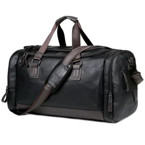 Custom Logo PU Leather Travel Duffel Bag Carry On Classical Design Waterproof Business Men’s Weekender Bag Men’s Weekender Bag