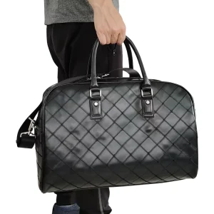 Custom Logo PU Leather Travel Duffel Bag Classical Design Business Shoulder Duffle Bag Men’s Weekender Bag