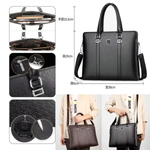 Custom Logo PU Single-Shoulder Crossbody Bag Leisure Laptop Bag Large-Capacity Briefcase Bag Waterproof Handbag