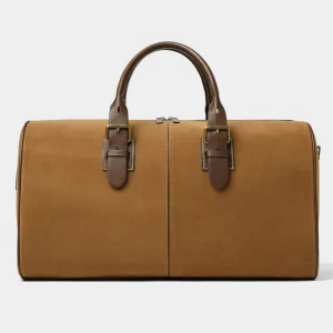 Custom Logo PU Suede Leather Men’s Travel Duffle Weekender Overnight Hand Bag for Men