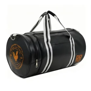 Custom Logo PU Waterproof Travel Crossbody Duffel Bag Cylinder Sports Gym Leather Duffle Bag With Shoe Compartment