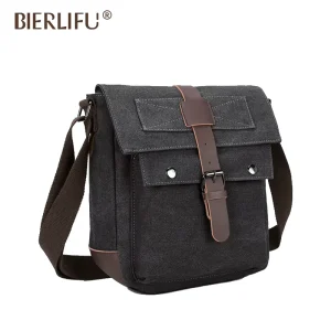 Custom Logo Portable Durable Canvas Men’s Travel Shoulder Bag Luxury Business Casual Vintage Fashion Messenger Bag