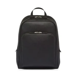 Custom Logo Saffiano Leather Vegan Casual Business Men’s Large Capacity Leather Rucksack Handheld Travel Backpack