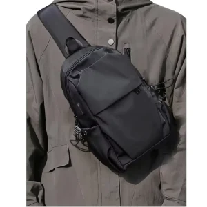 Custom Logo Small Black Sling Shoulder Cross Body Backpack Outdoor Bag for Man