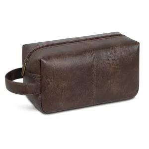 Custom Logo Soft PU Cosmetic Organizer Leather Makeup Pouch Travel Bag For Man Dopp Kit UK1009