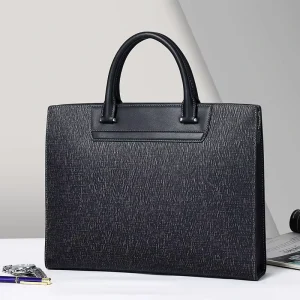 Custom Logo Style Genuine Leather Men Business Briefcase Fashion Large Capacity Handheld Laptop Bag for Office Work