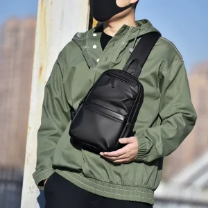 Custom Logo Travel PU Men Travel Waist Bag Sport Soft Sling Bag Multi Functional Chest Bag