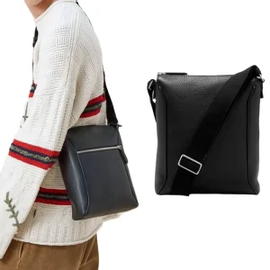 Custom Logo Vintage Business Zip Handbag Crossbody Men’s Sling Shoulder Bags Genuine Leather Messenger Bag