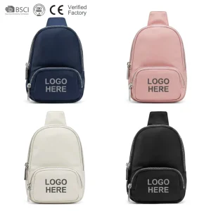 Custom Logo Vintage Fashion Crossbody Fanny Pack Daypack Shoulder Belt Sling Bag Small 2L Button Chest Bag Men Letter