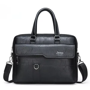 Custom Logo Vintage Men Briefcase PU Leather Men’s Handbag Large Capacity Men Retro Business Laptop Briefcase