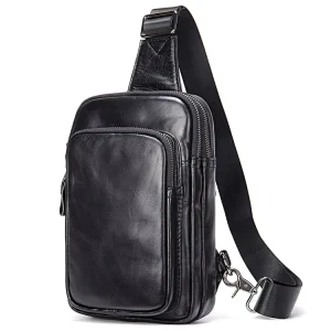 Custom Logo Vintage Waterproof Full Grain Leather Men’s Chest Messenger Bag Genuine Leather Sling Bag Daily Phone
