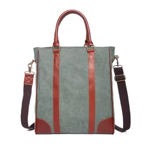 Custom Logo Vintage Zipper Large Capacity Crossbody Shoulder Bag for Men Handbag Canvas Tote Bag