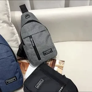 Custom Logo Waterproof Earphone Hole Sport Shoulder Sling Crossbody Men Sling Bag Men Chest Pack Bag