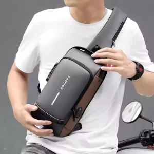 Custom Logo Waterproof Men’s Sling Bag Anti Theft Crossbody Chest Bag with USB Charging Travel Shoulder Bag