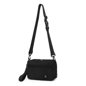 Custom Logo Waterproof Nylon Adjustable Anti Theft Waist Chest Sling Fanny Pack Unisex Black Crossbody Bag