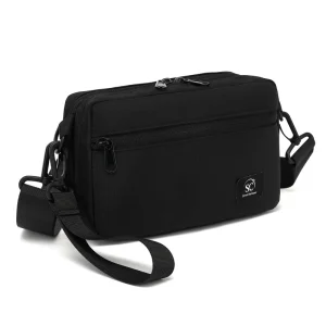 Custom Logo Waterproof Nylon Adjustable Sport Chest Black Sling Crossbody Shoulder Bag for Men Women