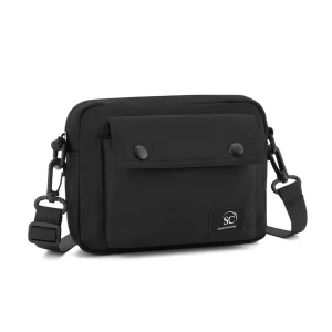 Custom Logo Waterproof Nylon Adjustable Sport Waist Chest Sling Fanny Pack Black Travel Bag