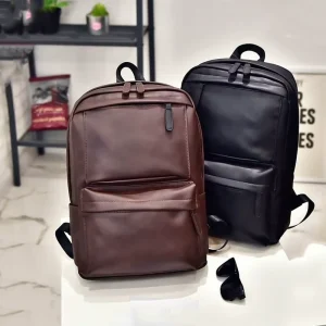 Custom Logo Waterproof PU Leather Business Travel Backpack School Bags Laptop Backpack Men PU Leather Backpack