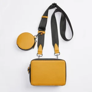 Custom Logo Yellow Men Zipper Crossbody Coin Purses Shoulder Messenger Bag Men Fashion Sling Bags Spring Bags
