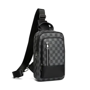 Custom Logo Zipper Closure Outdoor Waterproof Fashion Genuine Leather Men’s Gym Chest Bag for Running Walking Travel