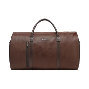 Custom Luxury Brown Vintage Large Designer Mens Leather Garment Duffle Bag for Travel Gym Carry on with Shoe Compartment
