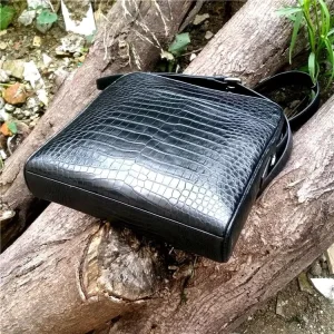Custom Luxury Genuine Leather Handbags crocodile Pattern Men Bags
