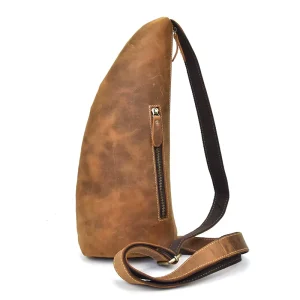 Custom Luxury Men Crazy Horse Leather Chest Bag Crossbody Bag Single Shoulder Bag