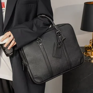 Custom Luxury Men’s Travel Pu Leather Business Laptop Briefcases Packaging Handles Hard Bag for Men