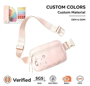 Custom Luxury Waterproof Nylon Fanny Pack Adjustable Belt Crossbody Waist Bag For Outdoor Sports Daily Use Travel Unisex