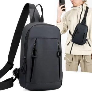 Custom Men Fashion Multi functional Casual Shoulder Cross Body Bag Men’s Waterproof Chest Bags With USB Charging