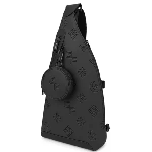 Custom Men Sling Bag 3D Embossed Utility Chest Pack Urban Techwear Shoulder Bag With Pouch OEM ODM